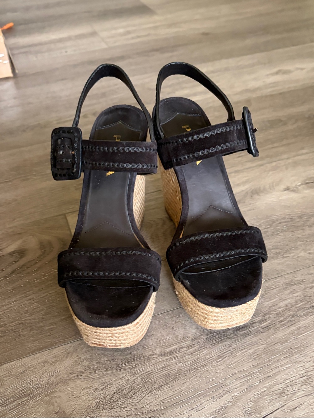 Women’s Black Suede Platform Espadrille Sandals. // size 7.5